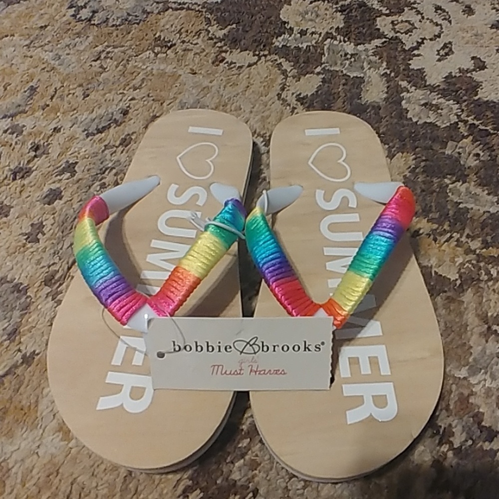 Bobbie Brooks colorful flip flops
